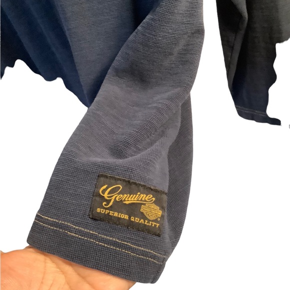 Harley Davidson Blue long sleeve thermal shirt 2XL - Picture 3 of 4